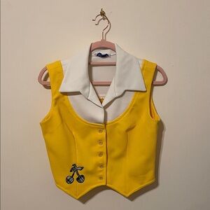 Vintage Button-Up Vest with White Collar